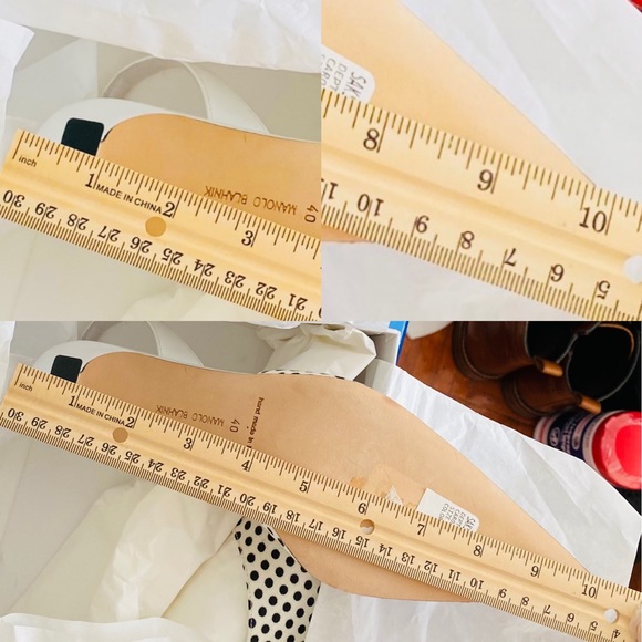 NWT: MANOLO BLAHNIK | White with Black Polkadots Carolyne Kitten-Heel Pumps - Picture 11 of 11